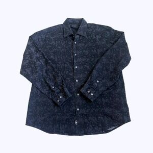 Nat Nast luxury originals black button shirt Y2K floral‎ print tuxedo ace